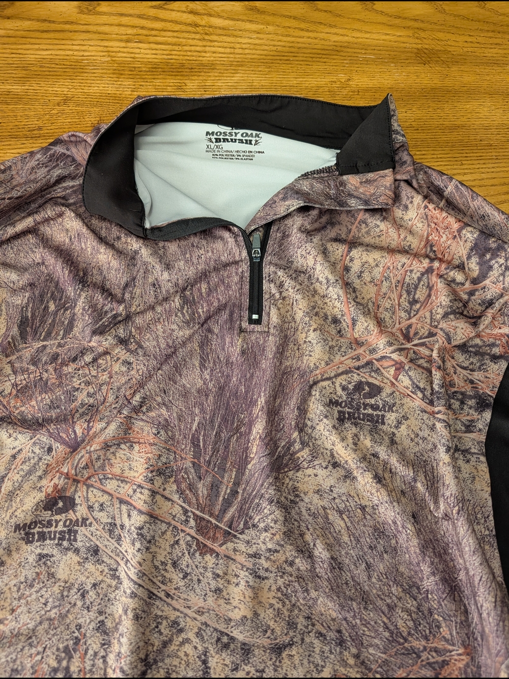Mossy Oak Camo Quarter-Zip Pullover - Brown/Black Brush Camo - Picture 2 of 3